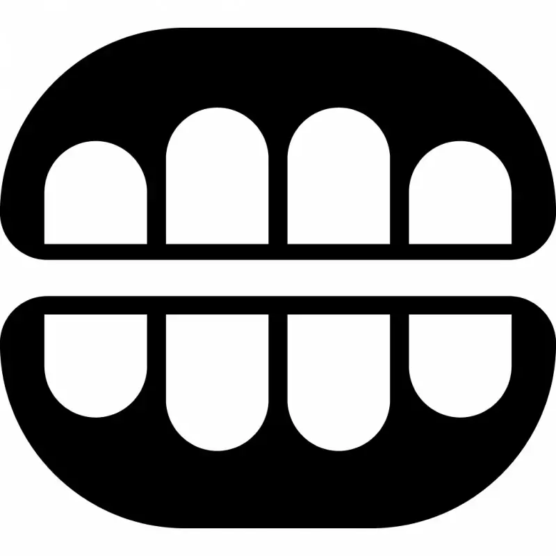 dental sign icon teeth open sketch symmetric flat black white outline
