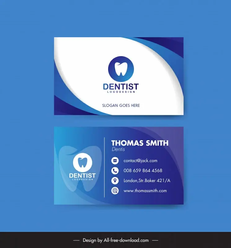 dentist business card template elegant blue white