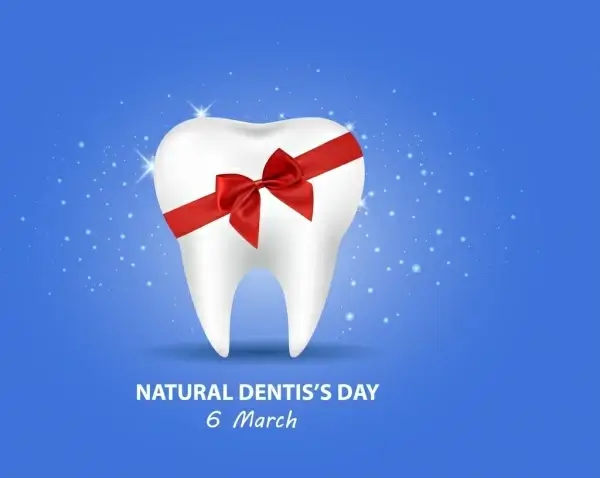 dentist day banner shiny colored design tooth icon