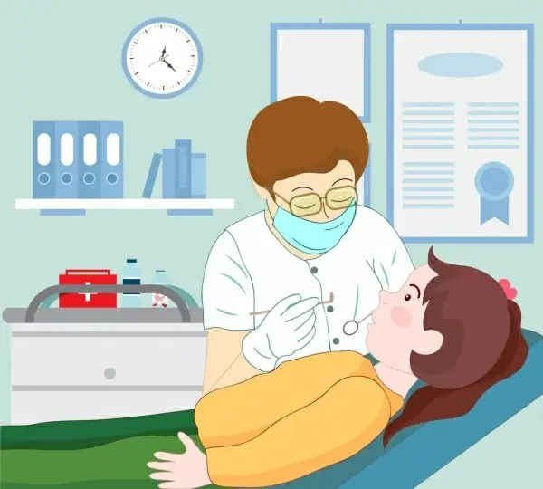 dentist work background colored cartoon design