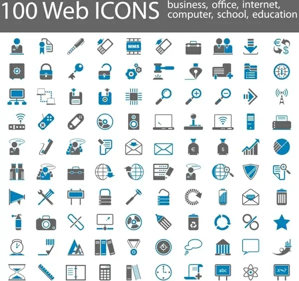 web icons collection simple flat shapes design