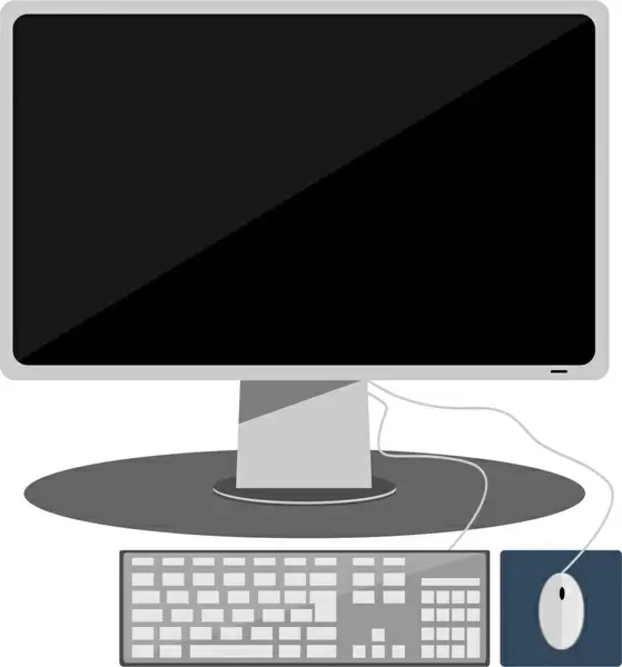 desktop computer realistic vector illustration