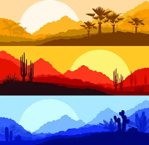 desolate desert banners vector
