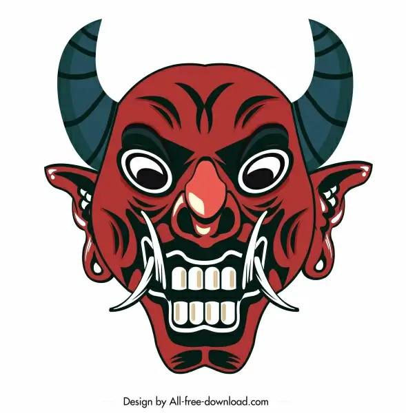 devil mask icon frightening face sketch