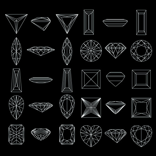 diamond outline shapes vector