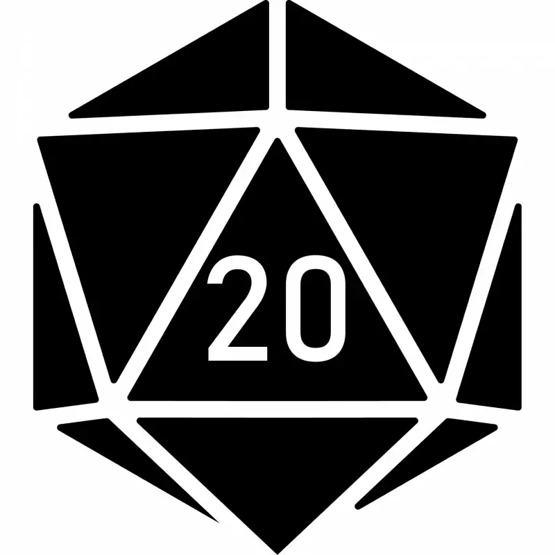 dice d20 sign icon flat black white geometrical outline