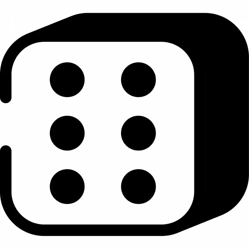 dice six sign icon 3d design black white contrast outline