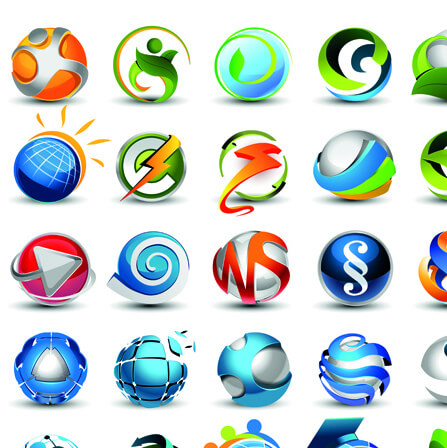 different 3d logos design elements vector