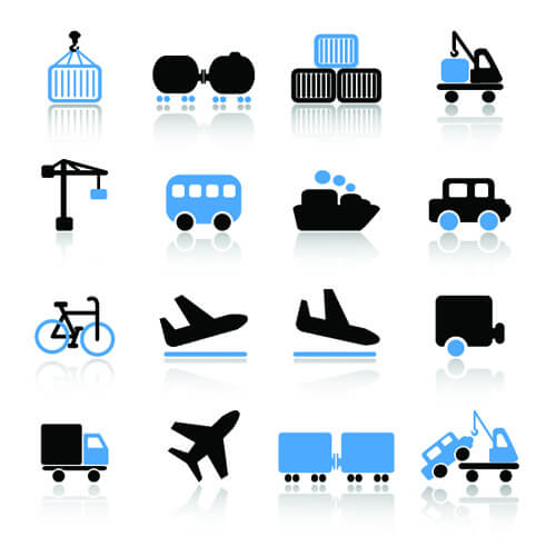 different cargo with transport icons vector