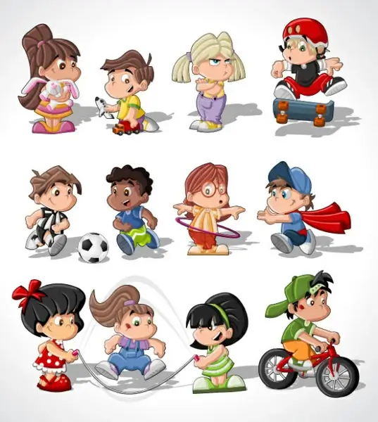 different cartoon children elements vector