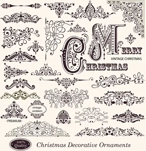different christmas decorative ornaments and labels vector 