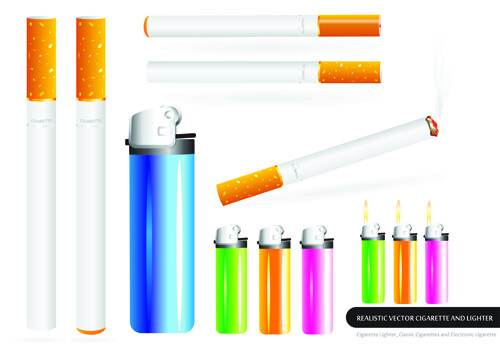 different cigarettes elements vector set