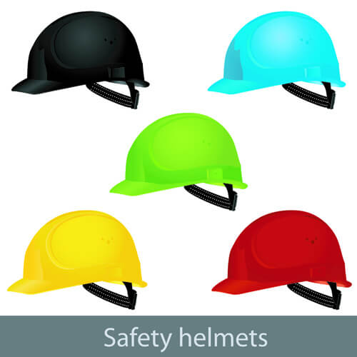 different colored safety helmet elements vector