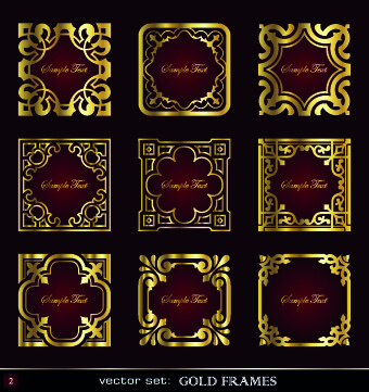 different gold frames vector