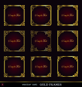 different gold frames vector