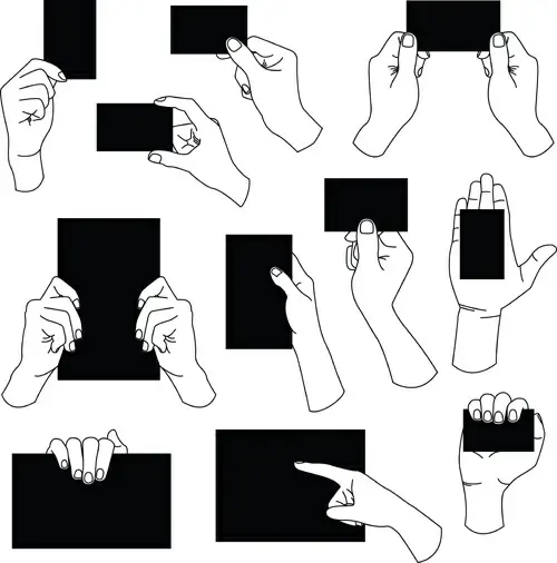 different hand gesture vector set