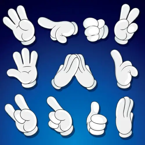 different hand gesture vector set