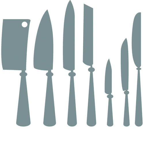 different kitchen cutlery silhouette vector