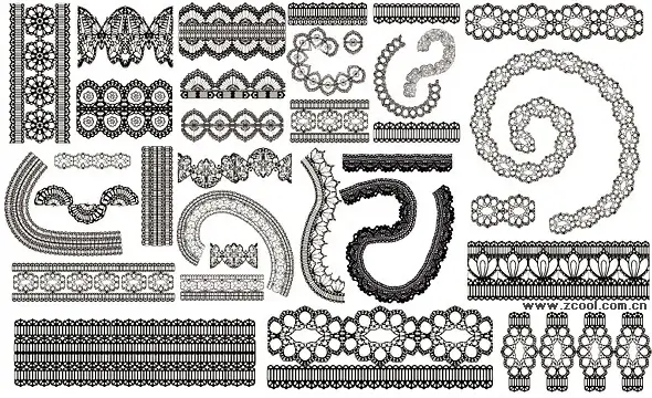 different lace design elements vector