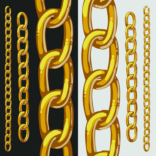 different metal chain borders vector set