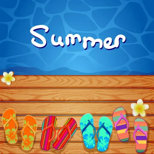 different summer seaside elements vector set