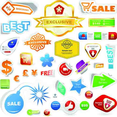 different supermarket labels and stickers design vector