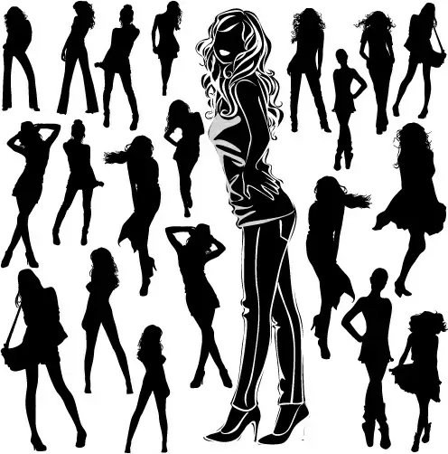 different women silhouettes vector