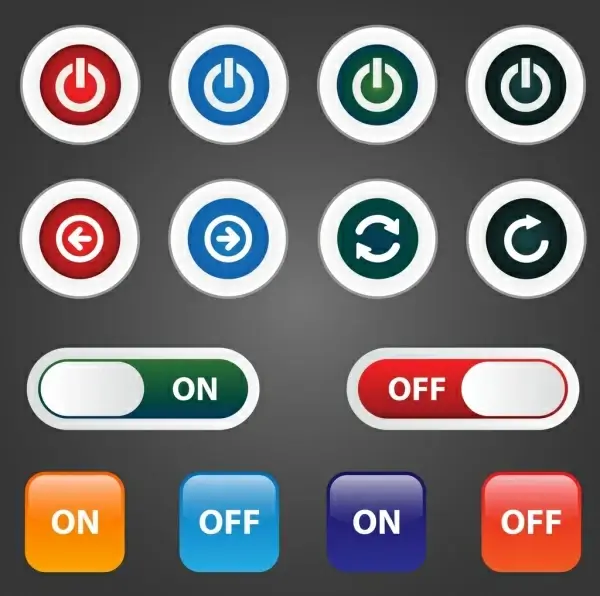 digital button sets various shiny shapes