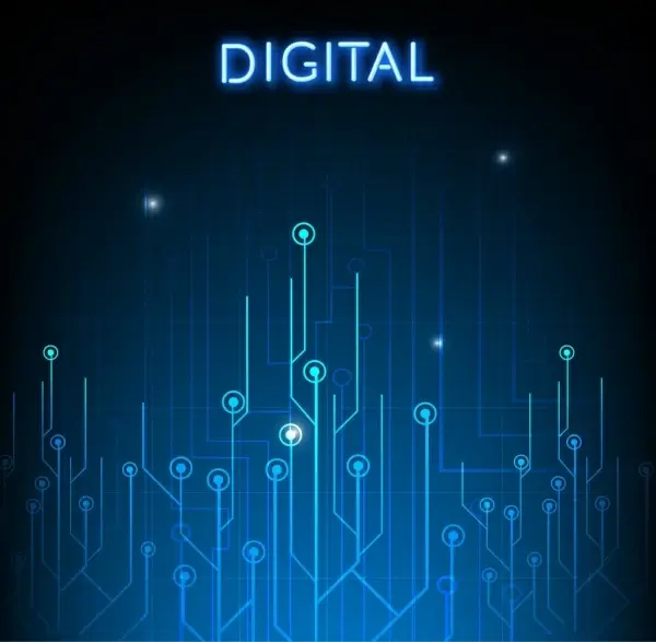 digital circuit background dark blue decor 
