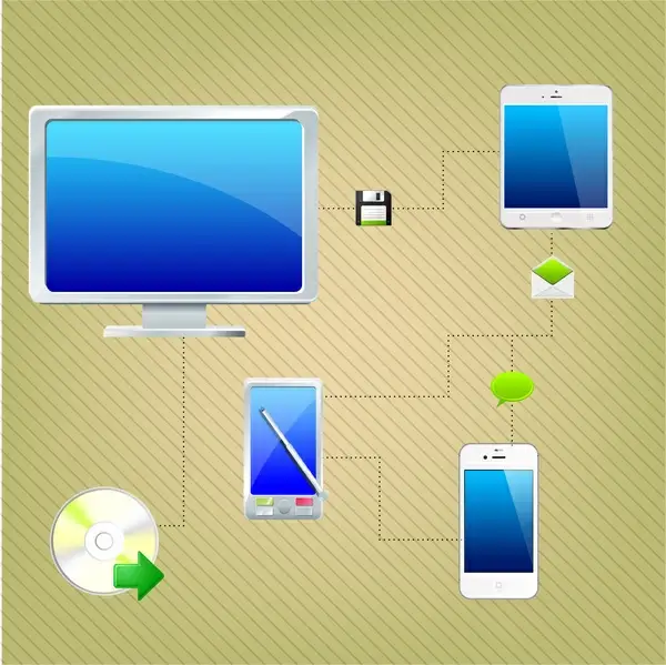 digital connection network flat design illustration