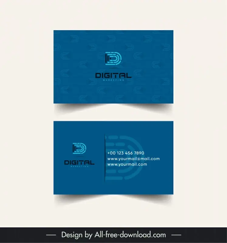 digital marketing business card template flat blurred elegance