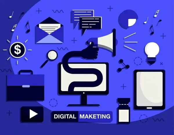 digital marketing design elements communication icons dark design