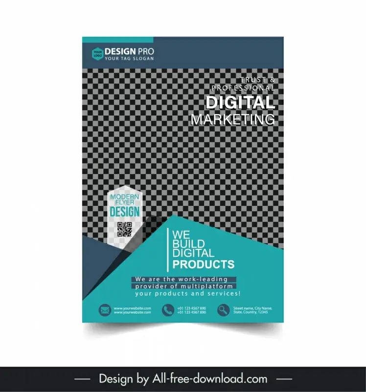 digital marketing flyer design template ex template elegant geometric checkered 