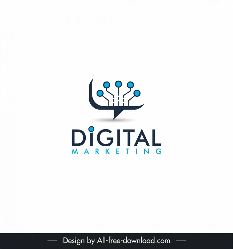digital marketing logo flat chip shape