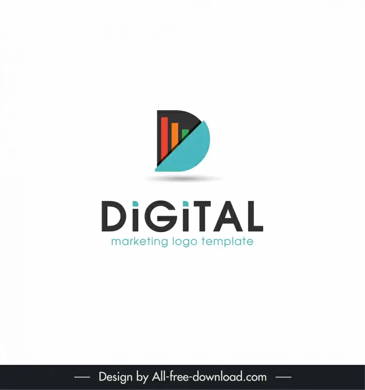digital marketing logo flat contrast stylized texts chart
