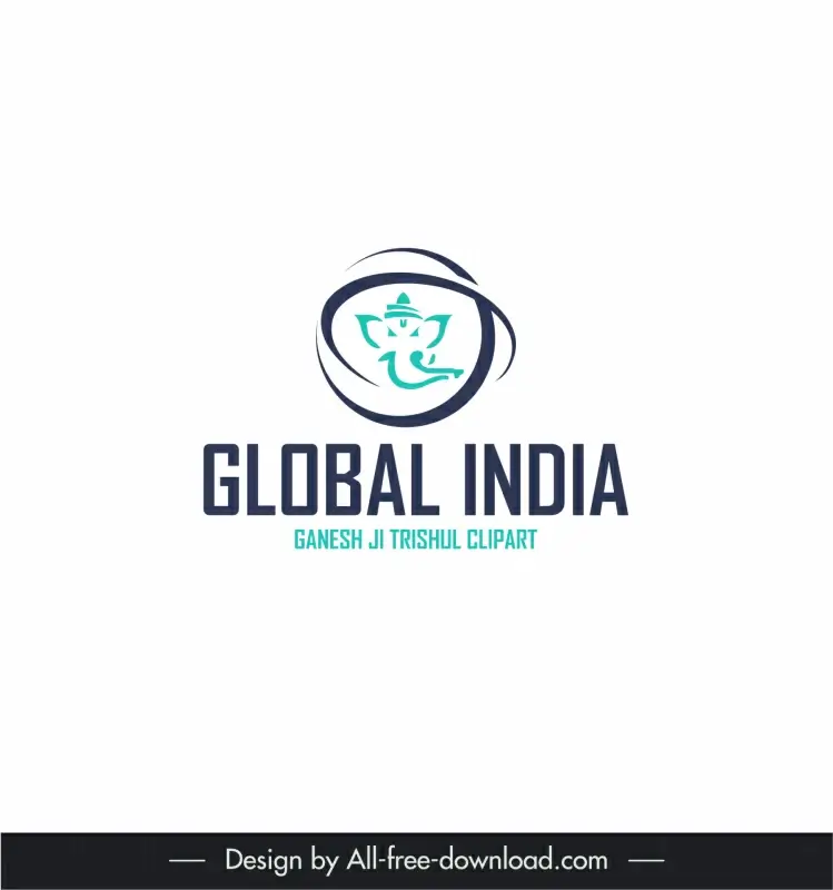 digital marketing logo global x india template handdrawn curves elephant sketch