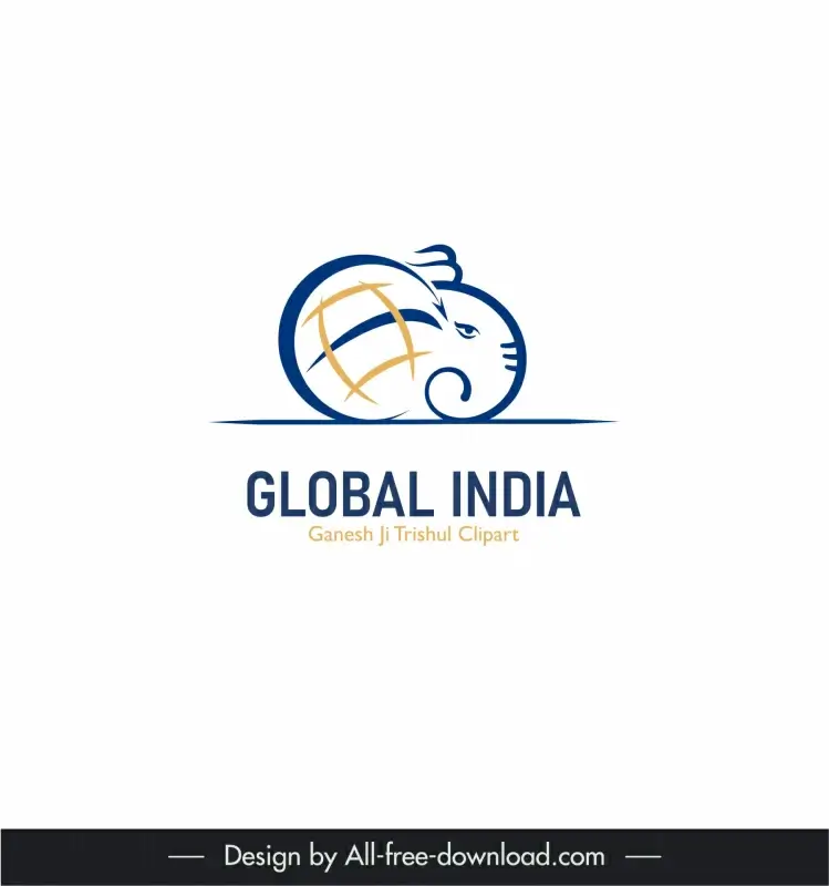digital marketing logo global x india template handdrawn elephant sketch