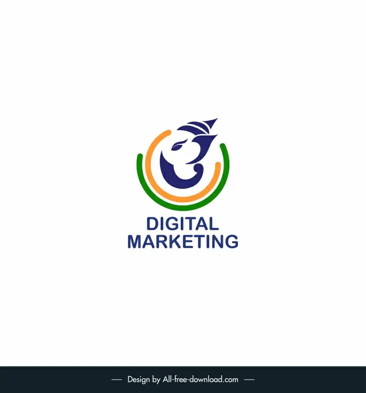 digital marketing logo template abstract circle shapes outline 
