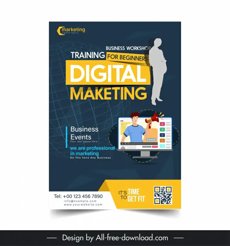 digital marketing poster template elegant business elements 
