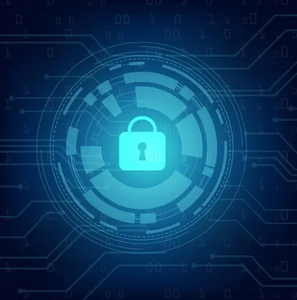 digital secure background lock circle icons dark blue