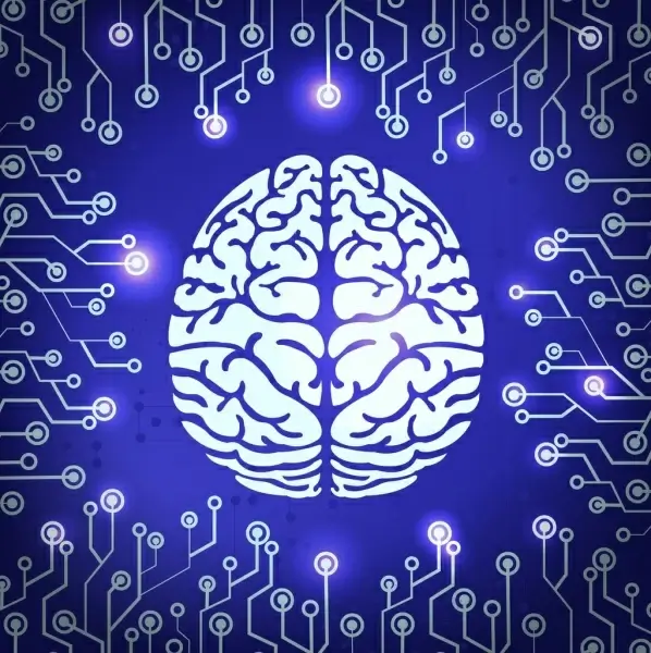 digital technology background brain electronic circuit icons decor