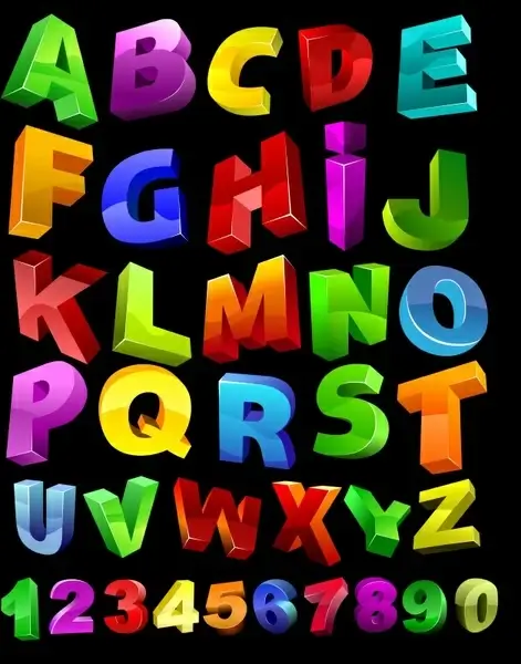 alphabet background colorful 3d shapes decor