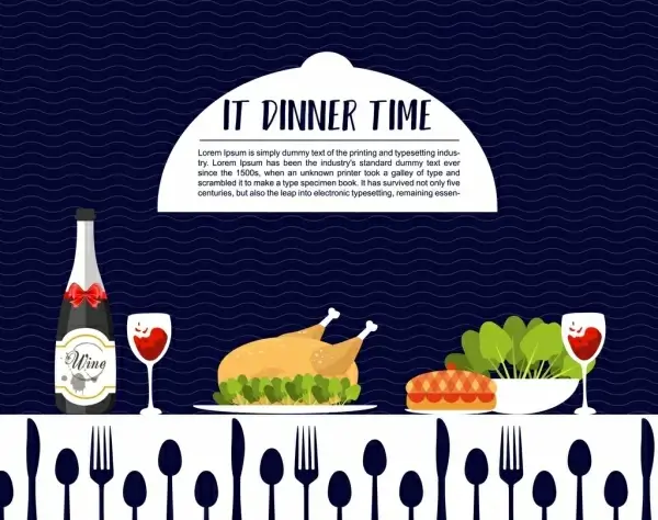 dinner poster meal decoration dishware icons