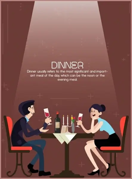 dinner poster romantic couple icon light decor