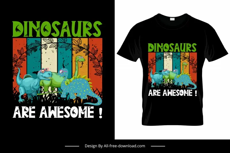 dinosaur are awesome tshirt template cute cartoon sketch