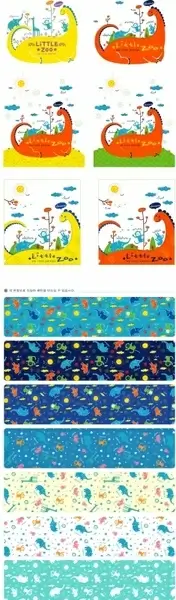dinosaurs pattern background templates collection colorful flat design