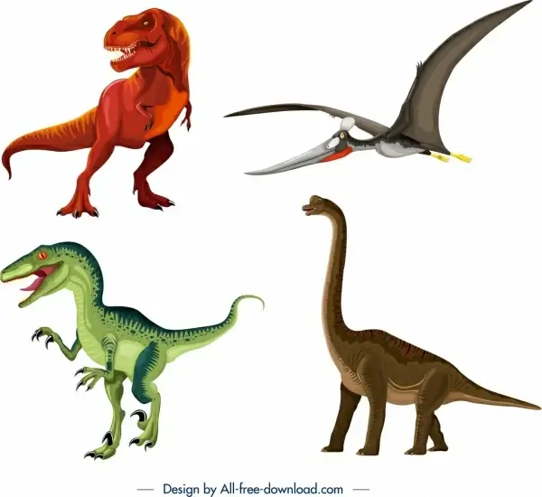 dinosaur icons tyrannousaurus pteranodon apatosaurus suchominus sketch