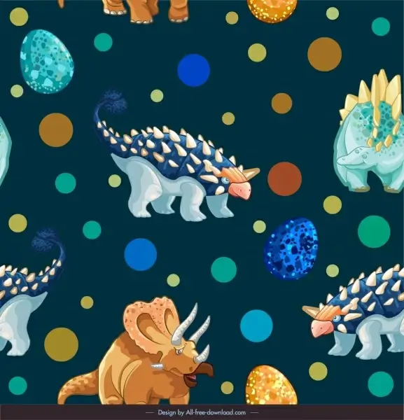 dinosaurs pattern colorful repeating decor