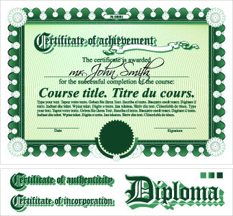diploma certificate design elements vector set