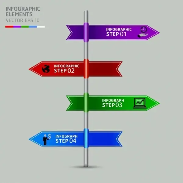 directions infographic template multicolored signboard icon
